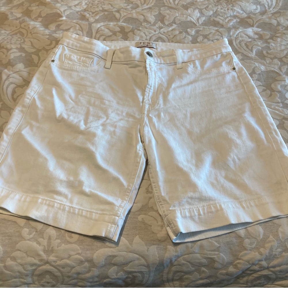 Women's White Flat Front Shorts
